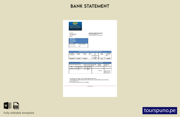 listo para imprimir plantilla de word   extracto bancario del Golfo de Yemen
